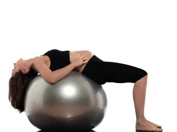 Protahovací cvičení těhotná žena — Stock fotografie
