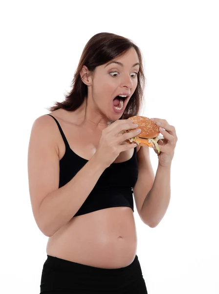 Mulher grávida com fome — Fotografia de Stock