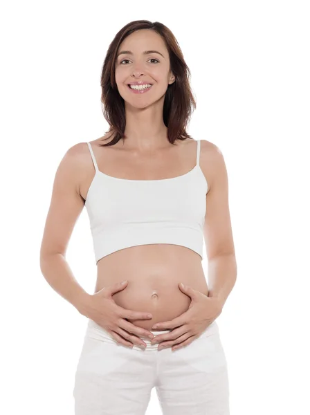 Zwangere vrouw portret gelukkig — Stockfoto