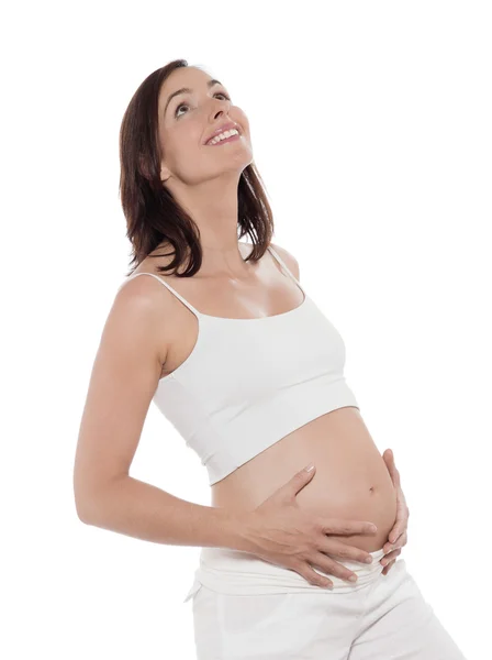 怀孕的女人肖像快乐 — 图库照片