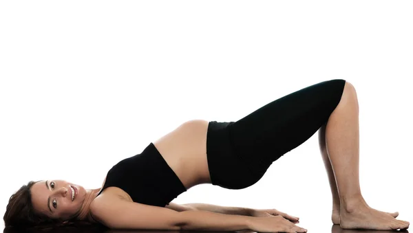 Gravid kvinna träning motion — Stockfoto