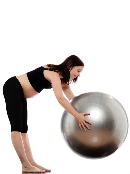 Exercícios de treino de mulher grávida — Fotografia de Stock