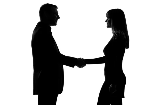 One couple man and woman handshake — Stock Photo, Image
