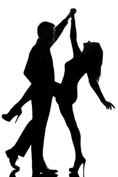 一对夫妇男人和女人跳舞岩 — 图库照片