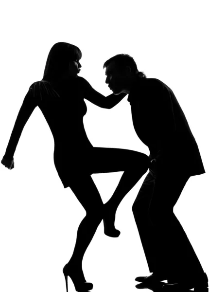 One couple man and woman self defense violence — Stock Photo, Image