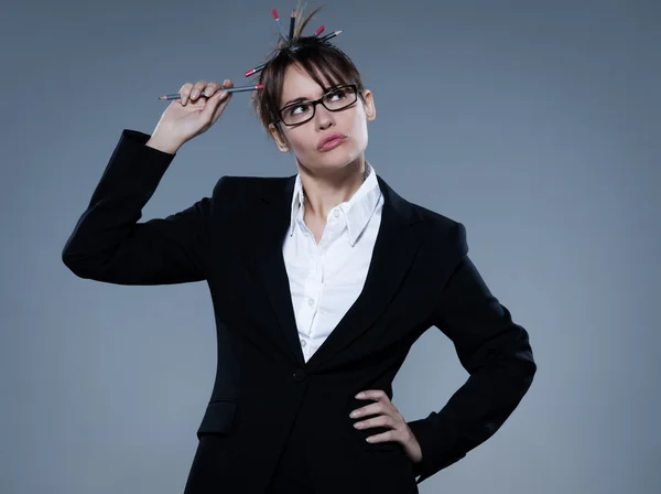 Sexy woman business secretary thinking — Stock Photo, Image