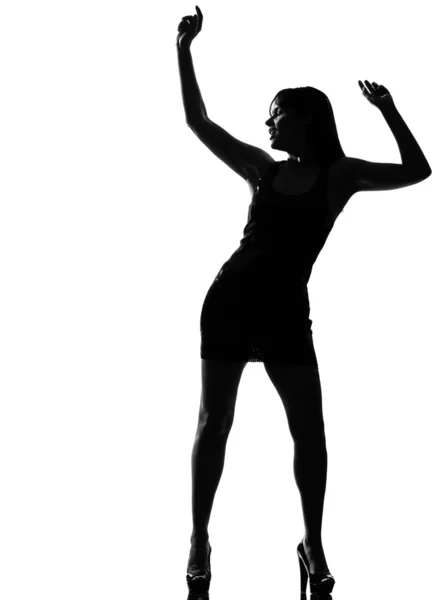 Elegante silhouette donna ballerina ballare a tutta lunghezza — Foto Stock