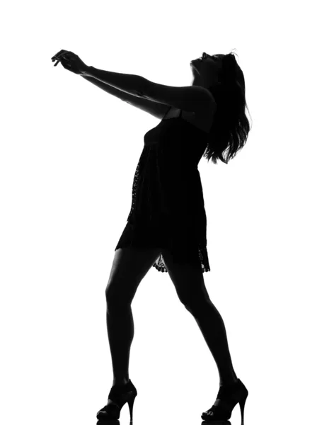 Stylová silueta ženy tančí celovečerní — Stock fotografie