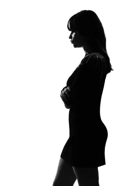 Elegante silhouette donna sullen broncio — Foto Stock