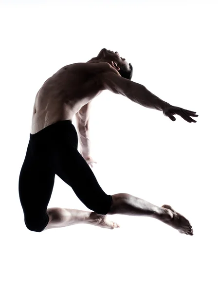 Homem moderno bailarino dança ginástica acrobática salto — Fotografia de Stock