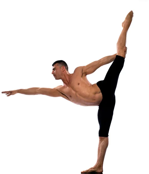 Homem retrato ginástica alongamento equilíbrio — Fotografia de Stock
