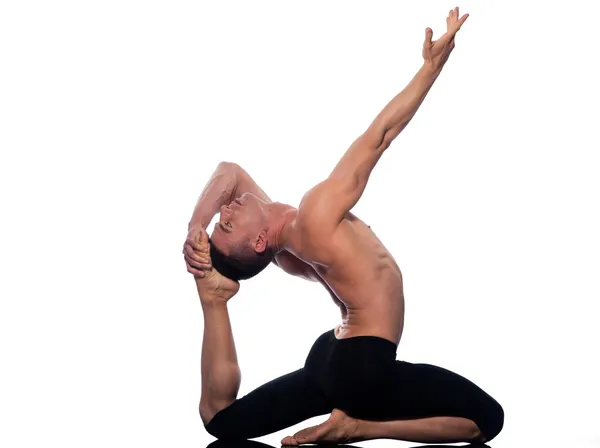 Man yoga Eka Pada Rajakapotasana King Pigeon pose — Stock Photo, Image