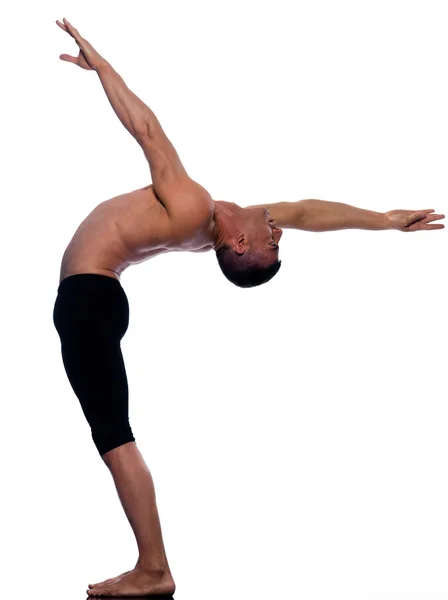 Uomo ritratto ginnastica acrobazia equilibrio Immagine Stock