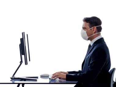 Man computer anti virus concept clipart