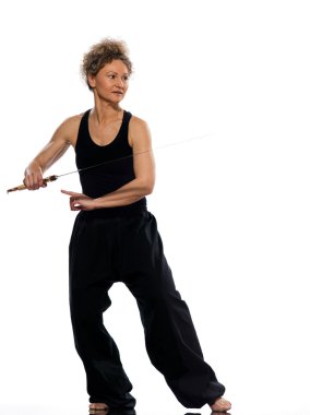 Woman tai chi chuan tadjiquan posture pose position clipart