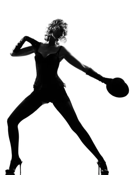 スタイリッシュなシルエットの女性がキャバレーのダンス — ストック写真
