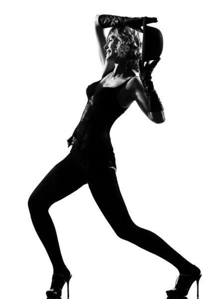 スタイリッシュなシルエットの女性がキャバレーのダンス — ストック写真