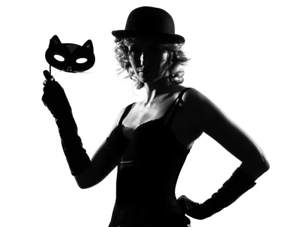 Elegante silhouette donna mascherata maschera — Foto Stock
