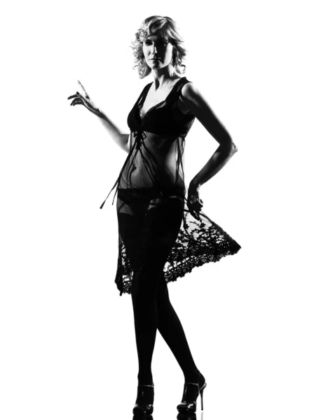 Silhouette elegante donna — Foto Stock