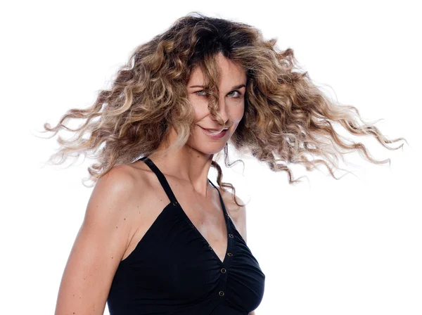 美しい表現力豊かな巻き毛の女性 — ストック写真
