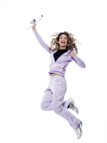 여자 초상화 쾌활 한 점프 — 스톡 사진