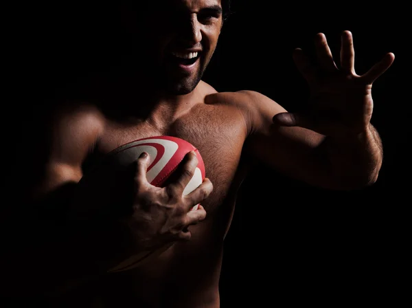 性感裸照橄榄球男子肖像 — 图库照片