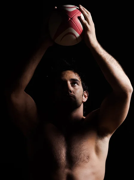 Sexig topless rugby man porträtt — Stockfoto