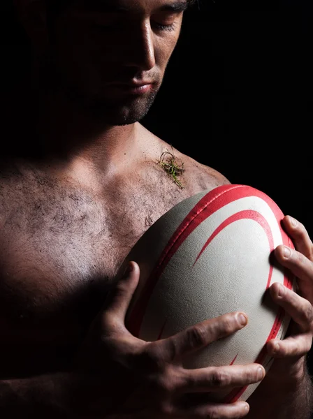 Sexig topless rugby man porträtt — Stockfoto