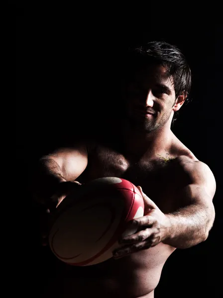 Sexy topless rugby man portrait — Stock Photo, Image