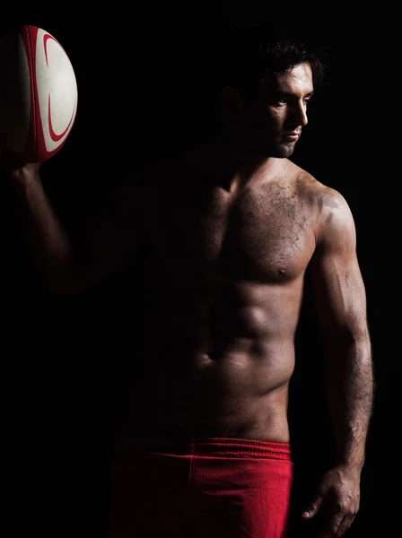 Sexy topless rugby homem retrato — Fotografia de Stock