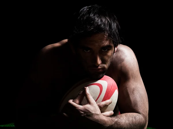 Sexig topless rugby man porträtt — Stockfoto