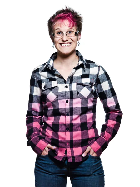 Stock image Young stylish woman smiling in studio