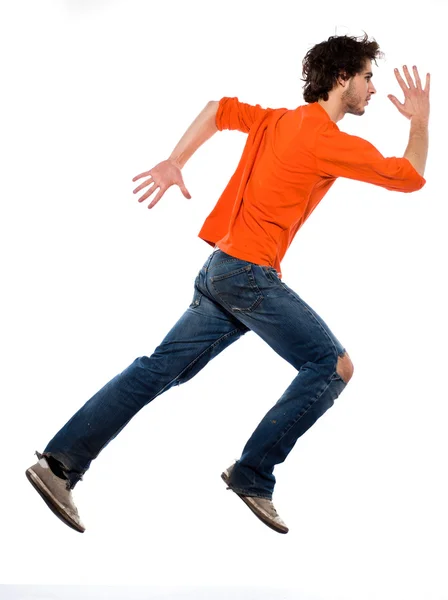 Mladý muž běží celé délce profilu — Stock fotografie
