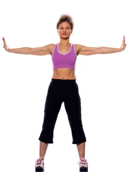 Kvinnan sträcker sig kroppshållning — Stockfoto