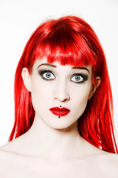 搞笑 & 性感的表现力红发女孩 — 图库照片