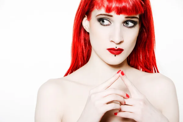 Lustig & sexy ausdrucksstarkes rothaariges Mädchen — Stockfoto