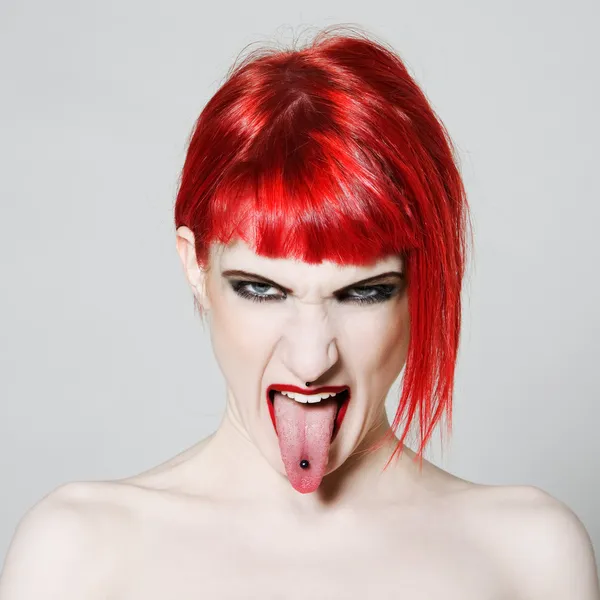 搞笑 & 性感的表现力红发女孩 — 图库照片