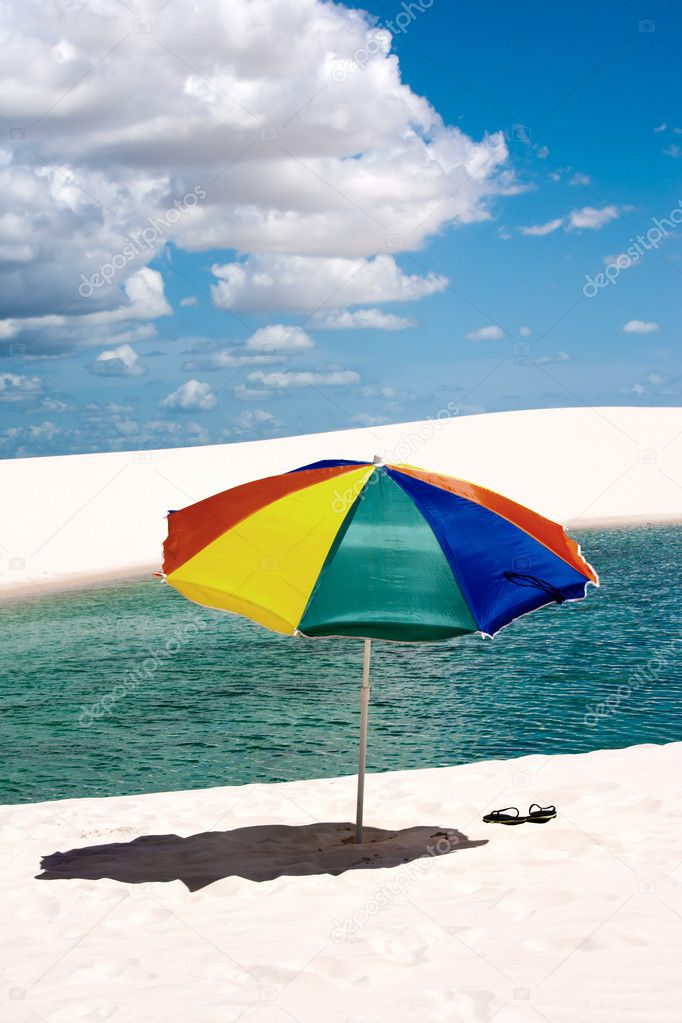 Umbrella beach in the Lencois Maranheses National Park brazil