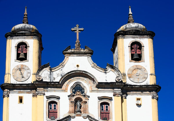 View of the Igreja de Santa Efigenia dos Pretos of the unesco world heritage city of ouro preto in minas gerais brazil