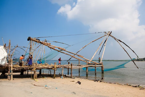 Čínské rybářské sítě z cochin — Stock fotografie
