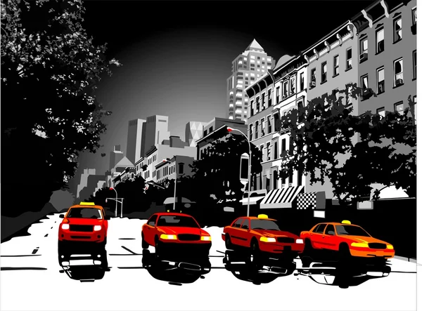 stock vector Night taxi