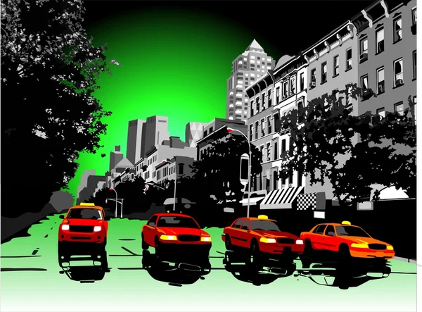 Ночное такси, зеленая версия — стоковый вектор