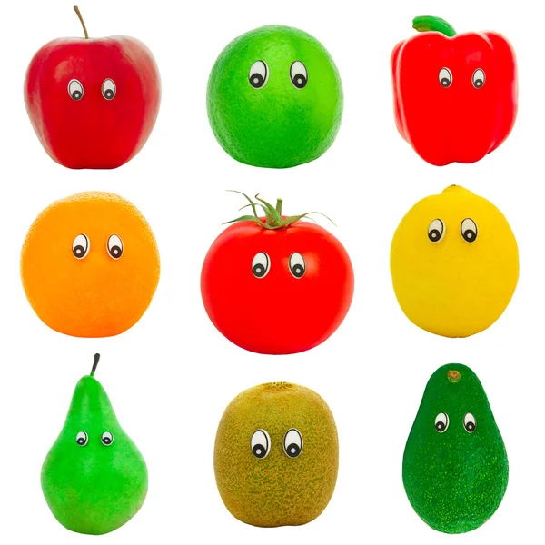 Frukter och grönsaker med ögon — Stockfoto