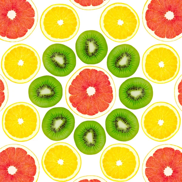 Mönster från en kiwi, citron och grapefrukt — Stockfoto