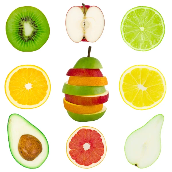Collage van de geïsoleerde vrucht — Stockfoto