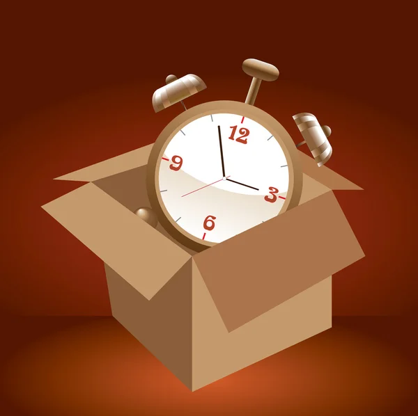 Годинник нагадування у коробці . — стоковий вектор