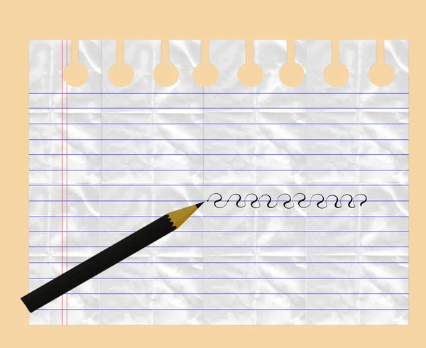 Folha de cadernos e lápis . — Fotografia de Stock