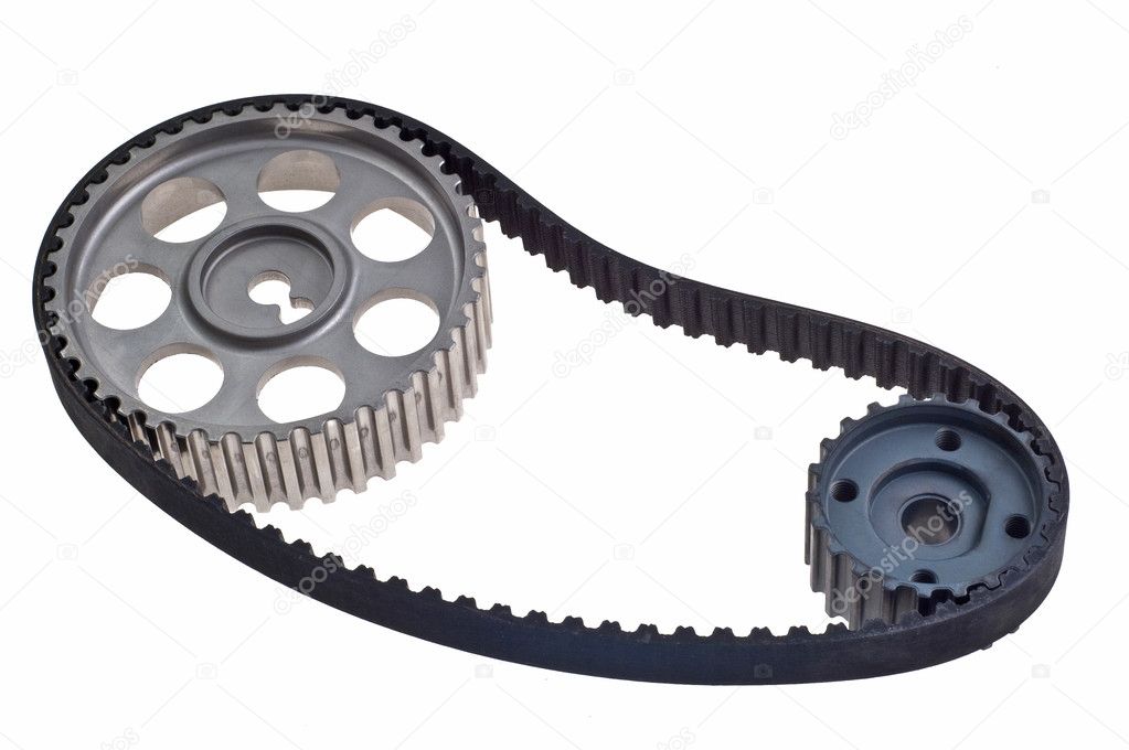 Timing belt with the two gears Stock Photo by ©menzhinskiy 8904775