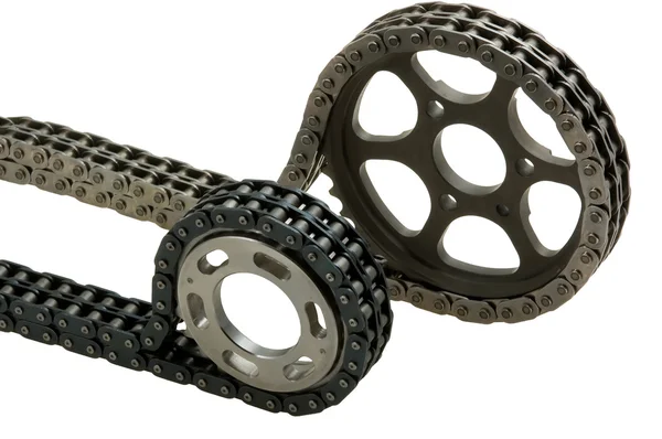 Two types of chains with gears — Stock Photo, Image