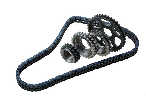 Set of chains and gears — Stock Photo, Image